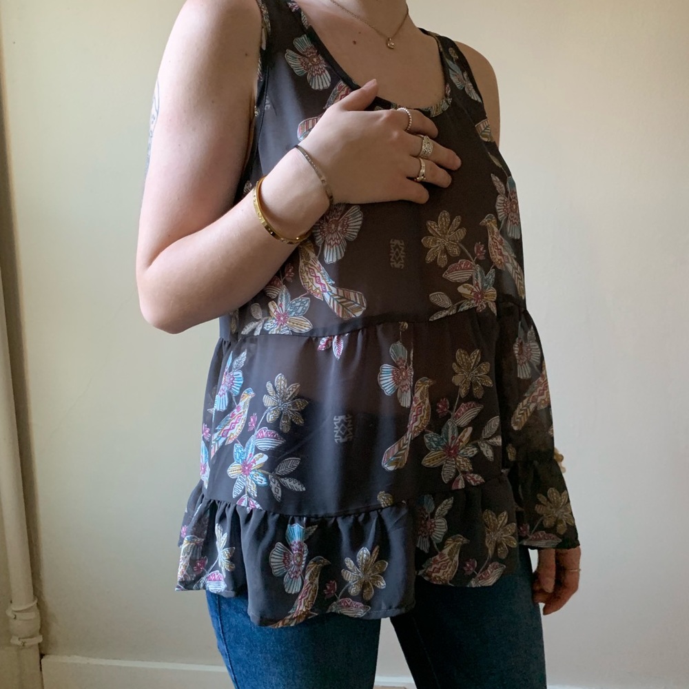 Babydoll tiered sheer tank top